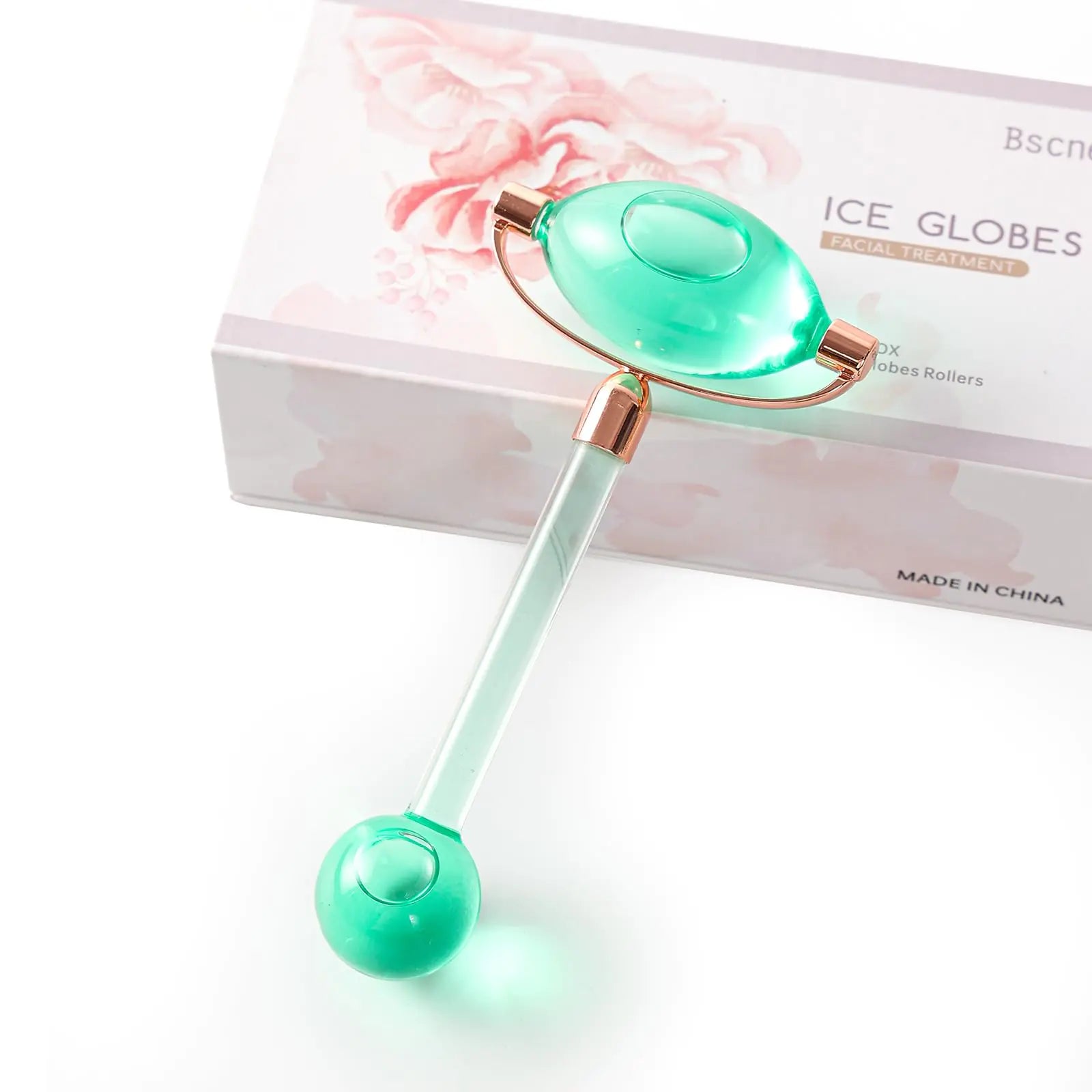 Bscnes 2 in 1 Ice Globes for Facial ice Globesface Massager，Reduce Puffinessde-Puff Eye Bags Alleviate TensionGets Cold Fast & Stays Cold Long (Green)