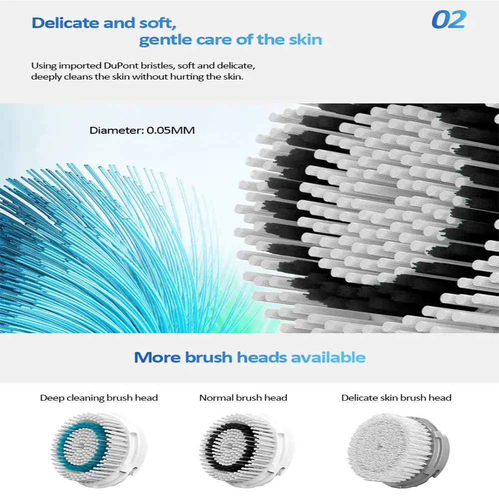 Facial Cleansing Brush, Sonic Facial Brush With 3 Brush Heads For Daily Skin Care, Rechargeable And Gentle Face Exfoliator